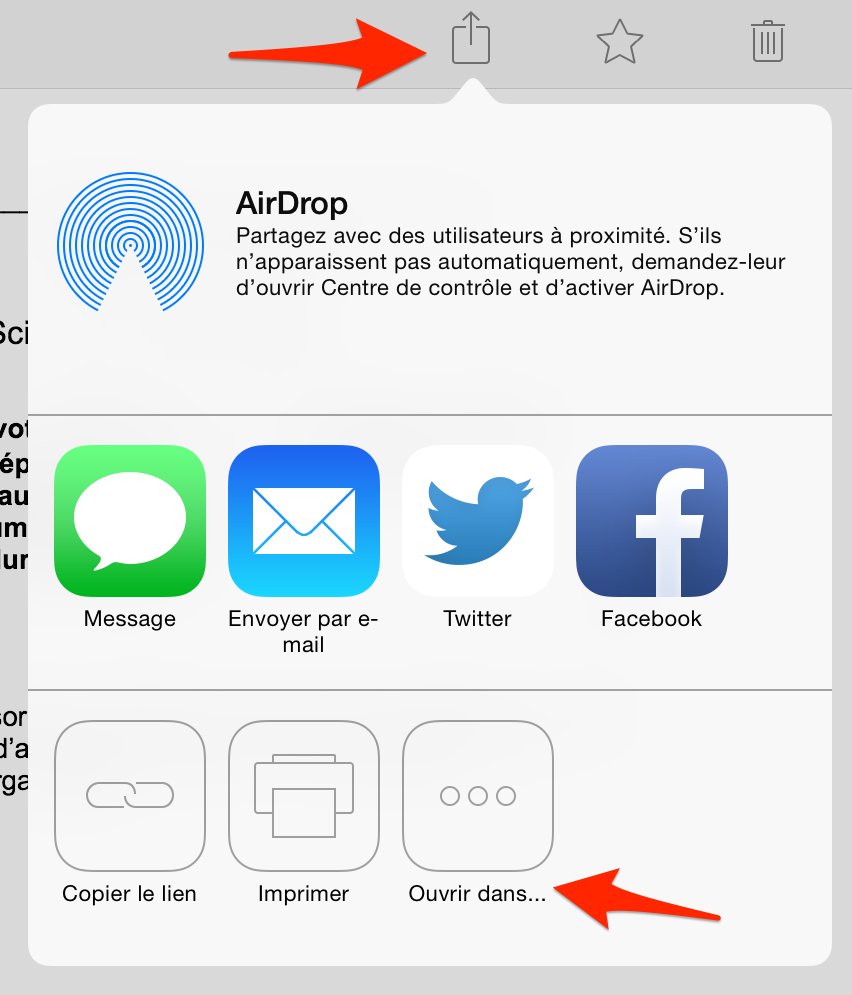 Ouvrir un document de Dropbox vers Office sur iPad